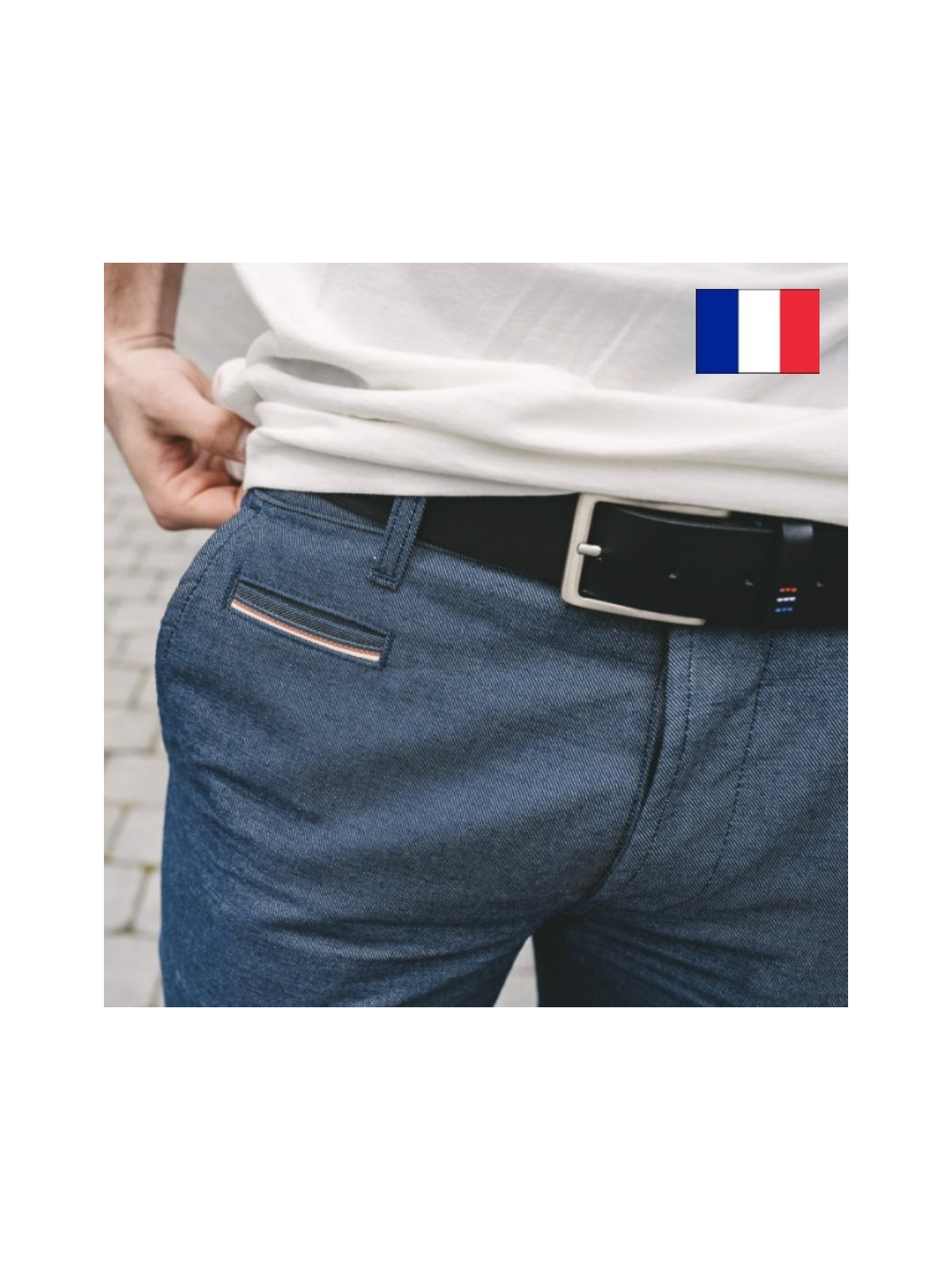 pantalon chino bleu chiné homme