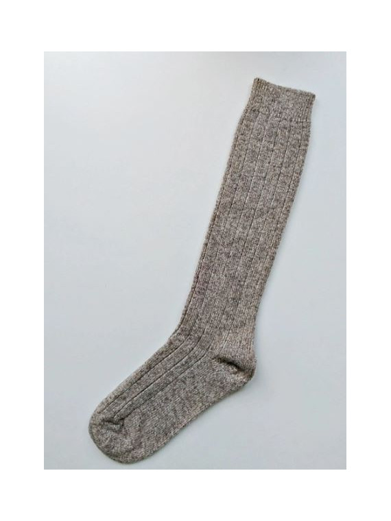 chaussettes hautes laine et alpaga lana bambini gris chiné