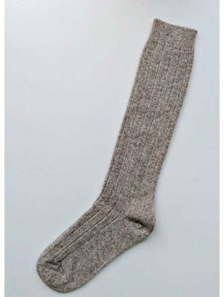 chaussettes hautes laine et alpaga lana bambini gris chiné