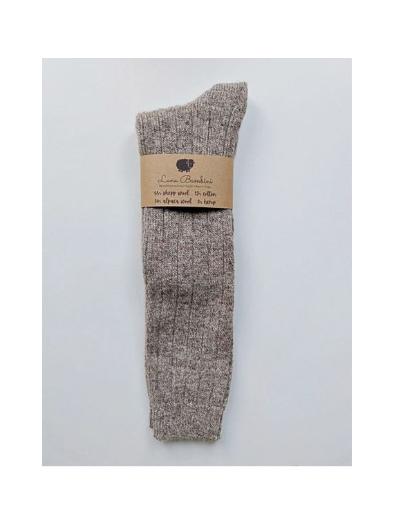 chaussettes hautes laine et alpaga lana bambini gris chiné