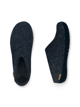 Chaussons bleus semelles caoutchouc noir Glerups