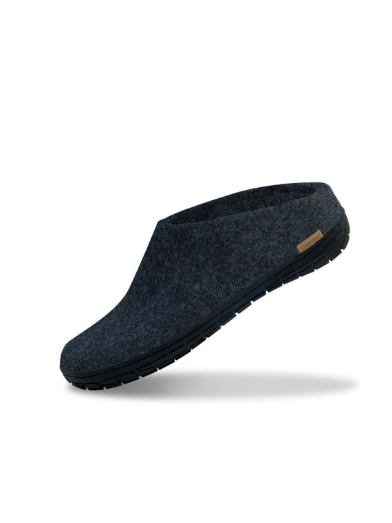 Chaussons bleus semelles caoutchouc noir Glerups