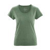 tee-shirt femme chanvre et coton bio col roulotté vert foncé
