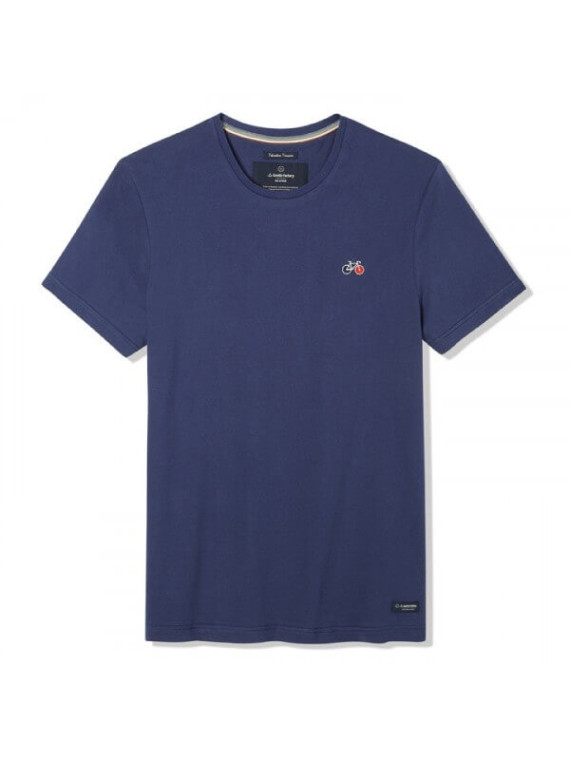 tee-shirt homme manches courtes bleu avec broderie vélo sur la poitrine