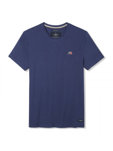 tee-shirt homme manches courtes bleu avec broderie vélo sur la poitrine