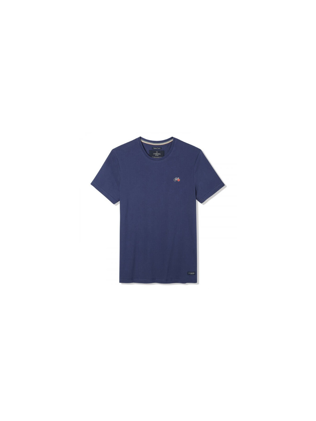 tee-shirt homme manches courtes bleu avec broderie vélo sur la poitrine