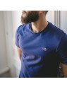 tee-shirt homme manches courtes bleu avec broderie vélo sur la poitrine