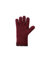 Gants 100% laine vierge bord cuir bordeaux