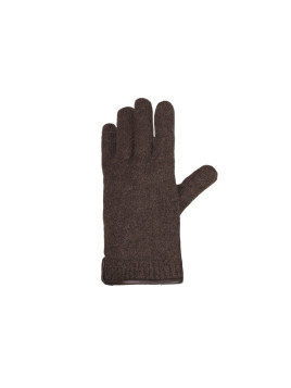 Gants 100% laine vierge bord cuir chocolat