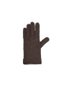 Gants 100% laine vierge bord cuir chocolat
