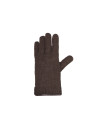 Gants 100% laine vierge bord cuir chocolat
