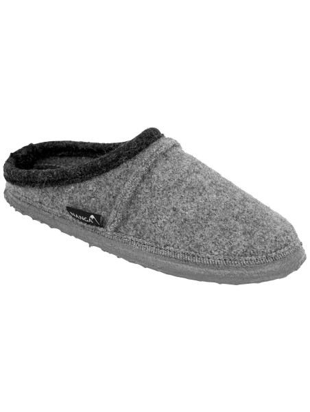 chaussons adultes plats style mules gris clair avec bordure noire