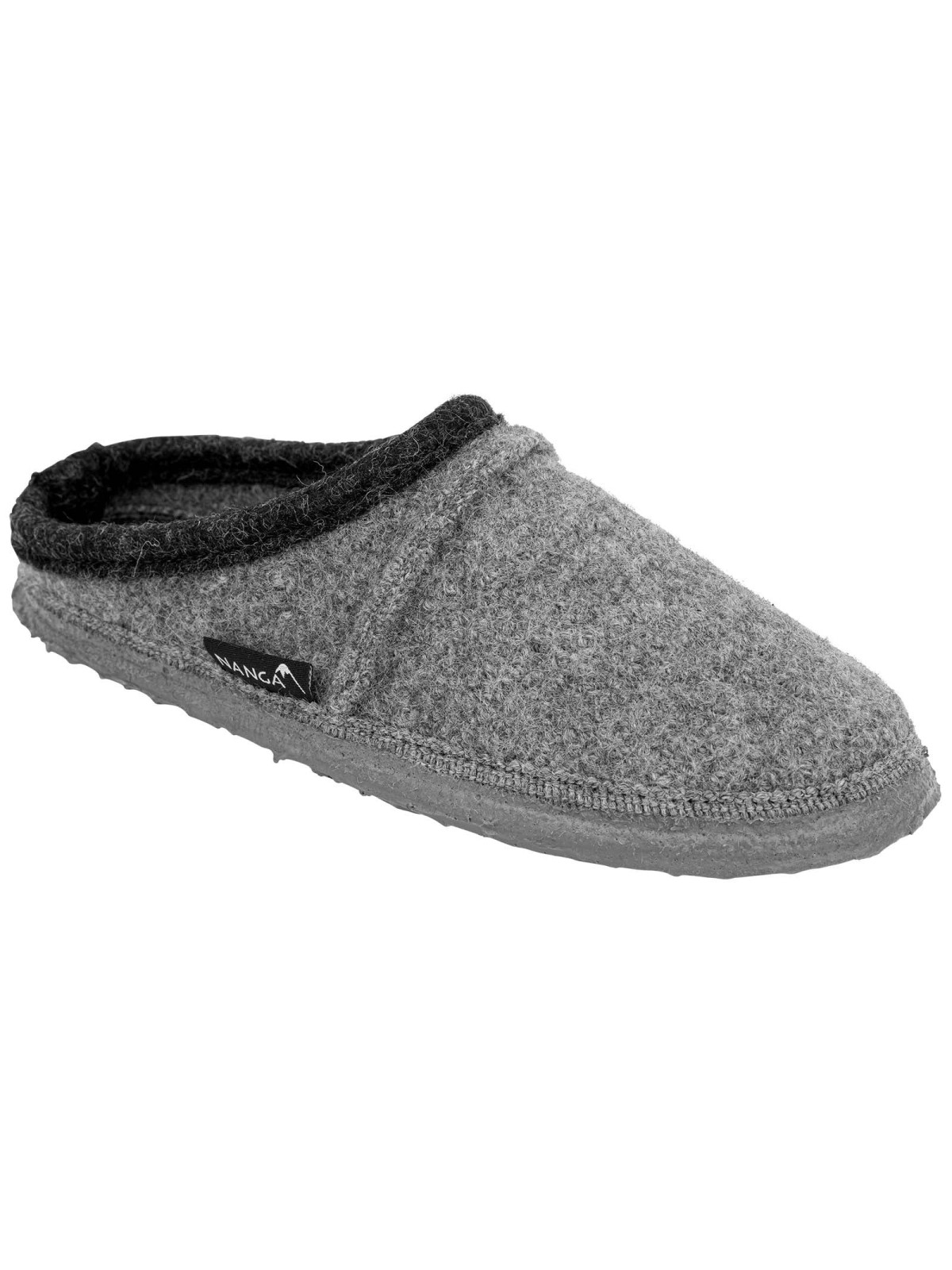 chaussons adultes plats style mules gris clair avec bordure noire