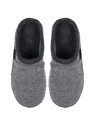 chaussons adultes plats style mules gris clair avec bordure noire