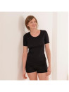 Chemise femme manches courtes en coton bio, sous-vêtements Livingcrafts noir