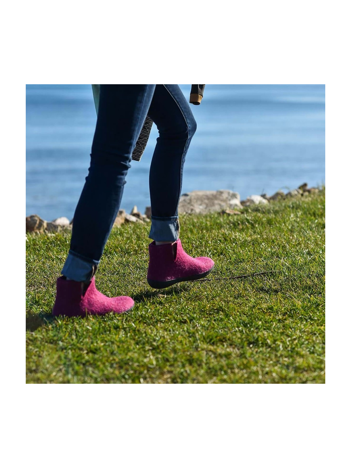 bottines adultes laine bleu denim