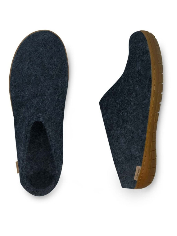 Chaussons bleus semelles caoutchouc Glerups