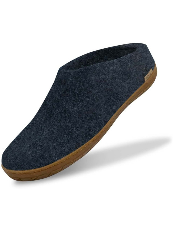 Chaussons bleus semelles caoutchouc Glerups