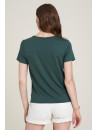 tee-shirt femme col rond manches courtes en tencel vert foncé