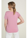 tee-shirt femme col rond manches courtes en tencel rose