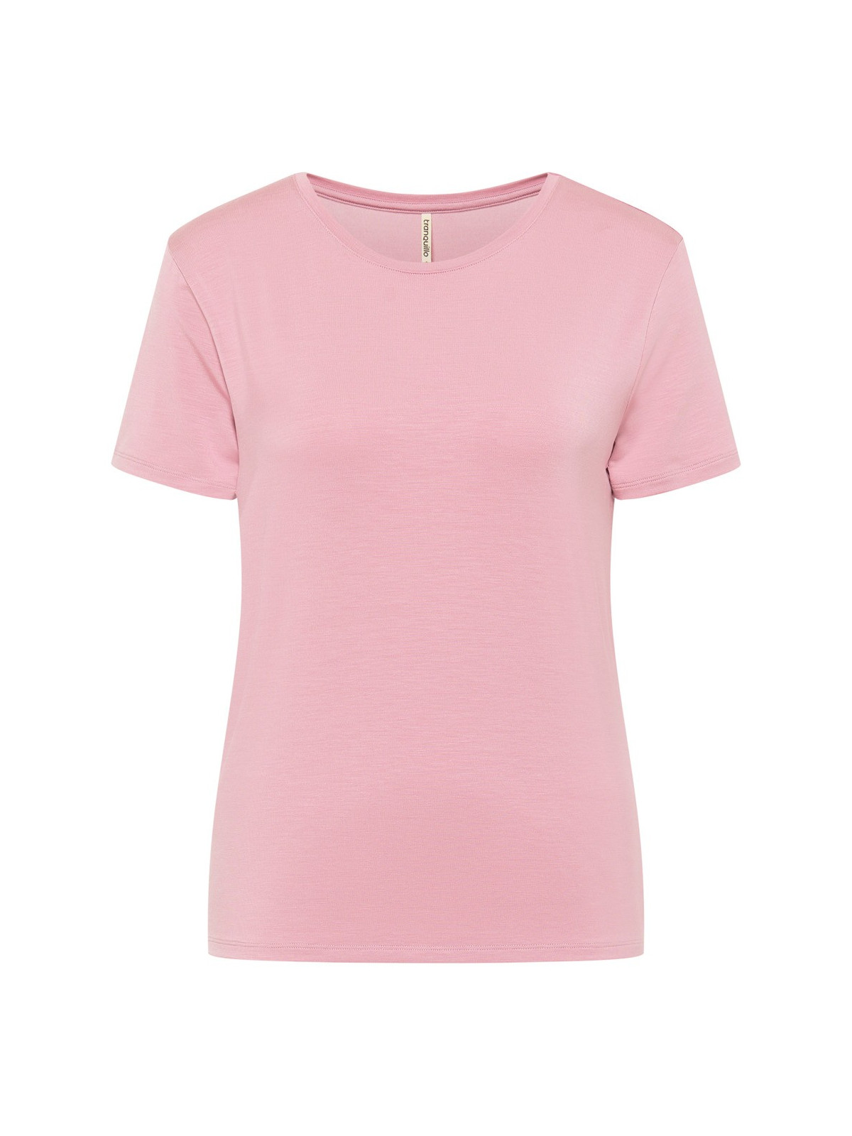 tee-shirt femme col rond manches courtes en tencel rose