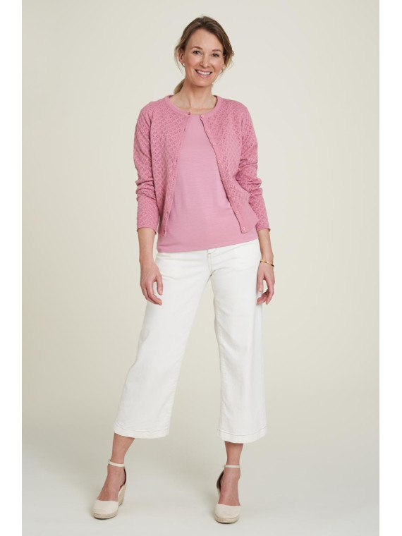 tee-shirt femme col rond manches courtes en tencel rose