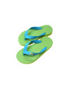 tongs enfant en caoutchouc bride bleu semelle vert dessus jaune dessous