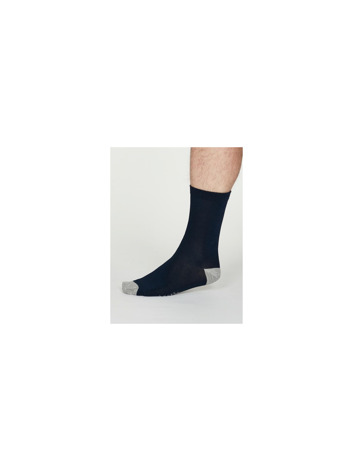 Chaussettes bambou et coton bio marines avec pointe et talon gris