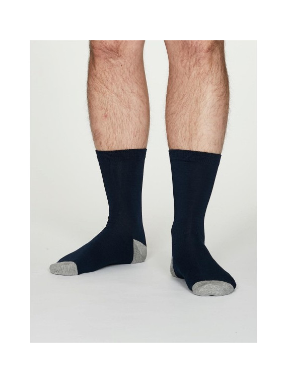 Chaussettes bambou et coton bio nmarines avec pointe et talon gris