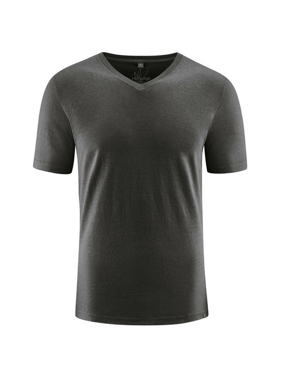 tee-shirt homme col V chanvre et coton bio hempage noir