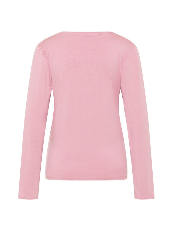 tee-shirt femme col V manches longues en tencel rose