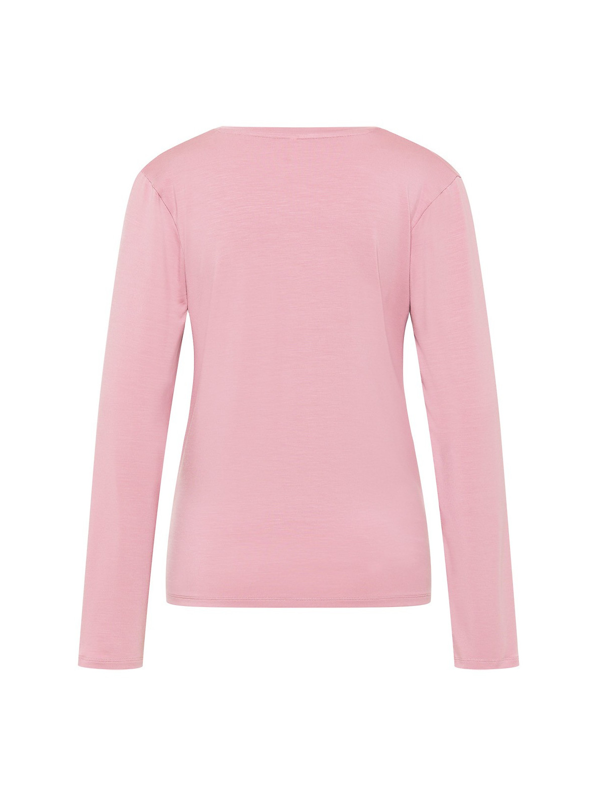 tee-shirt femme col V manches longues en tencel rose