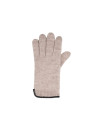 Gants 100% laine vierge bord cuir beige