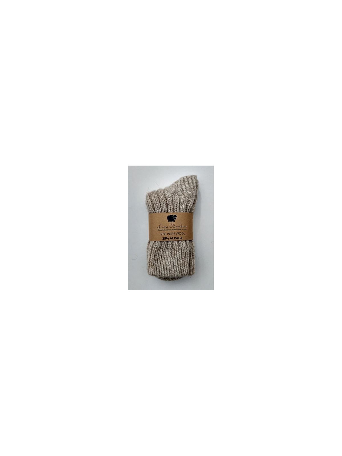 chaussettes adultes en laine de brebis et d'alpaga grosse maille beige chiné