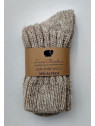chaussettes adultes en laine de brebis et d'alpaga grosse maille beige chiné