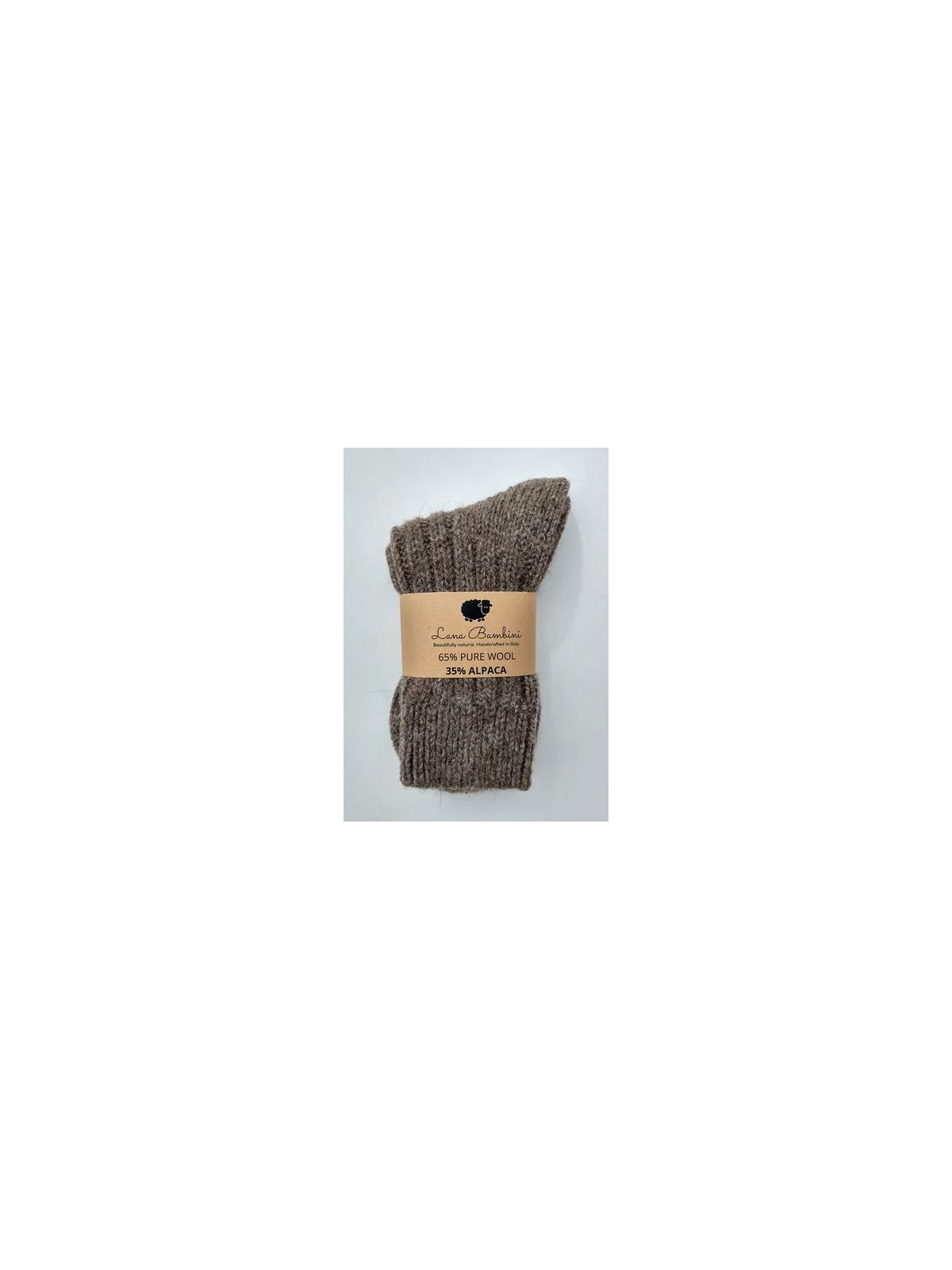chaussettes adultes en laine de brebis et d'alpaga grosse maille taupe