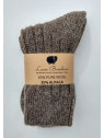 chaussettes adultes en laine de brebis et d'alpaga grosse maille taupe