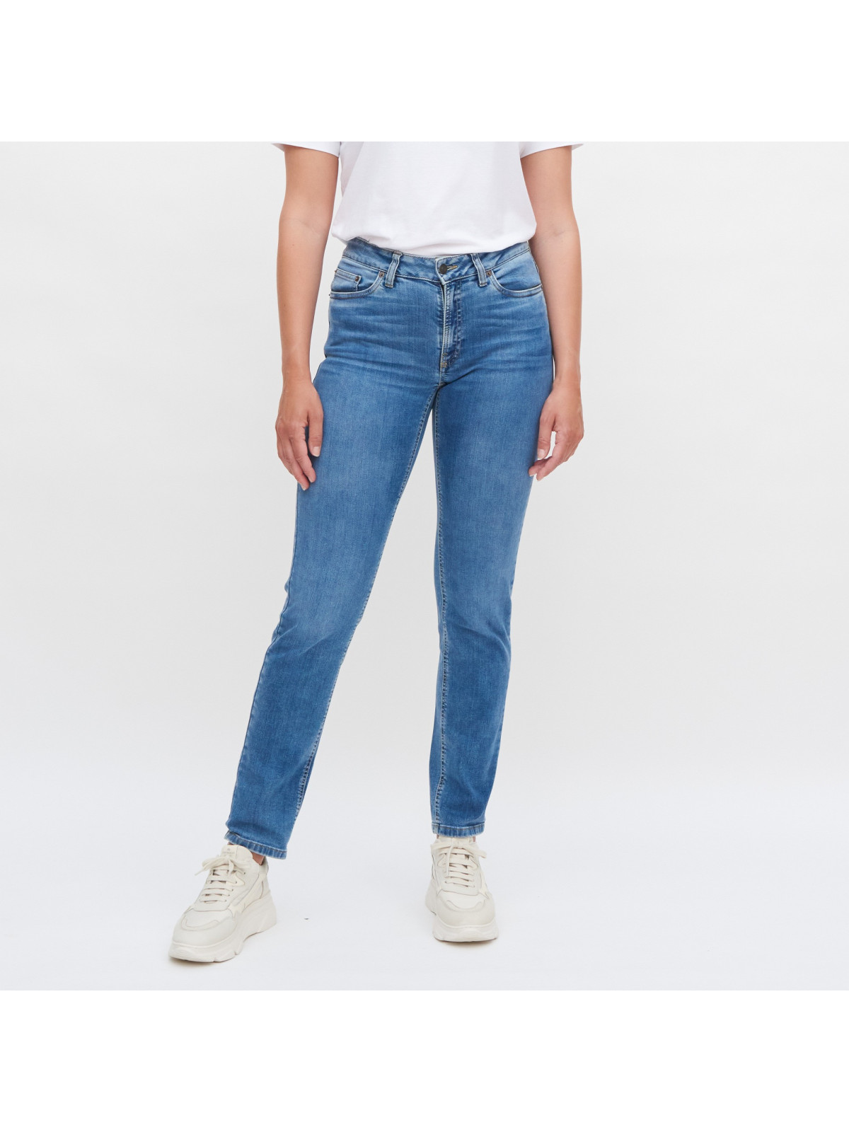 Jeans femme coupe droite délavé coton bio