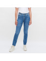 Jeans femme coupe droite délavé coton bio