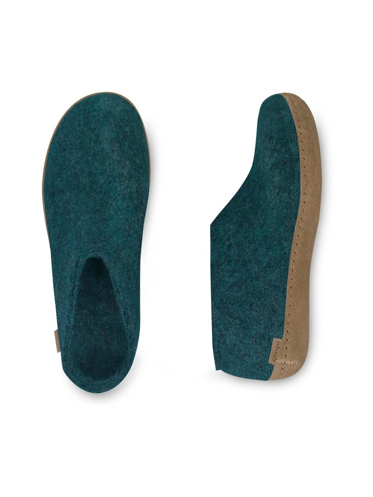 Chaussons adultes laine bleu pétrole