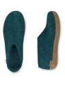Chaussons adultes laine bleu pétrole