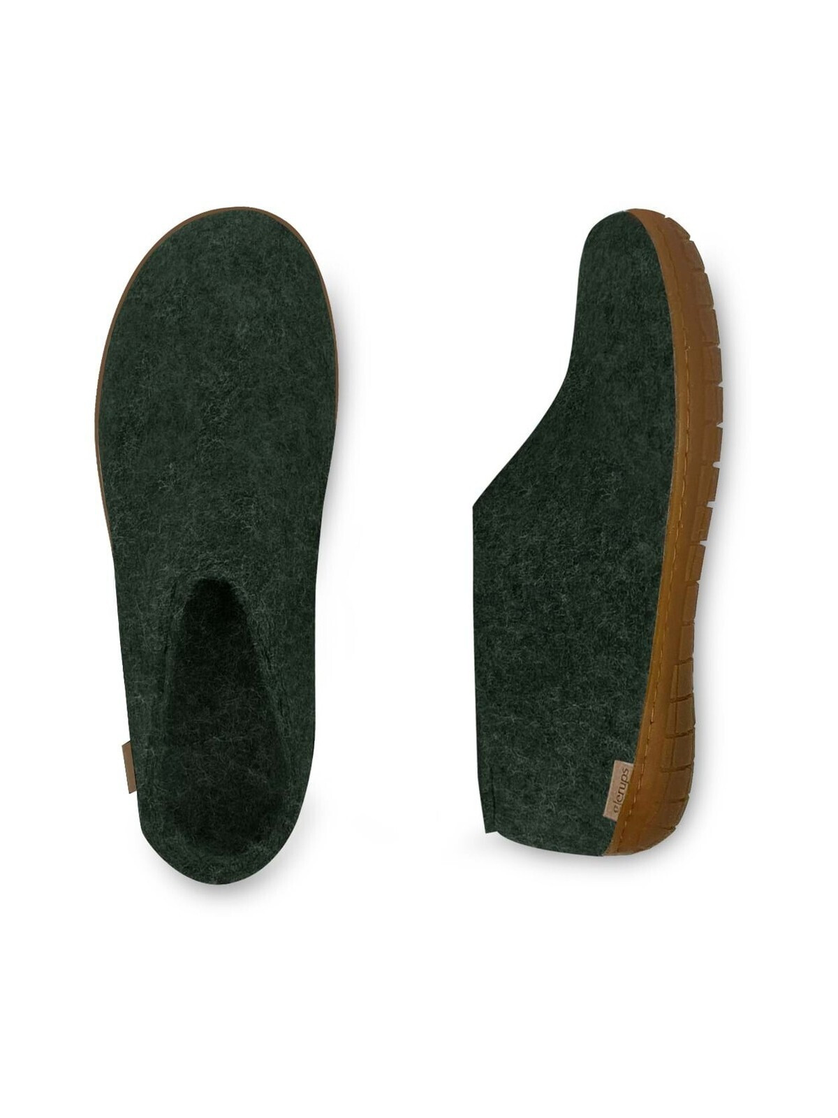 chaussons pure laine mi-montants vert foncé semelle caoutchouc