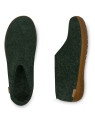 chaussons pure laine mi-montants vert foncé semelle caoutchouc