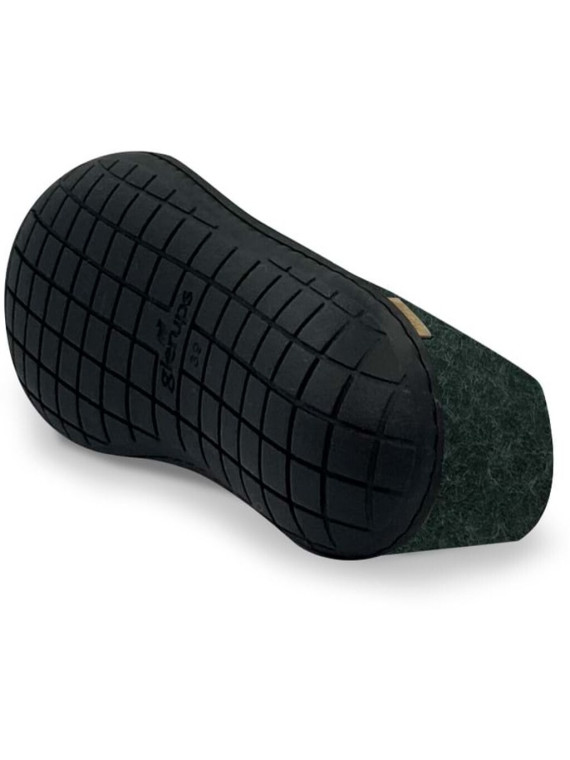 chaussons en laine vert foncé semelles noires