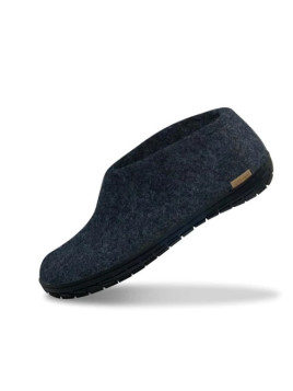chaussons Glerups semi-montants en pure laine couleur bleu denim