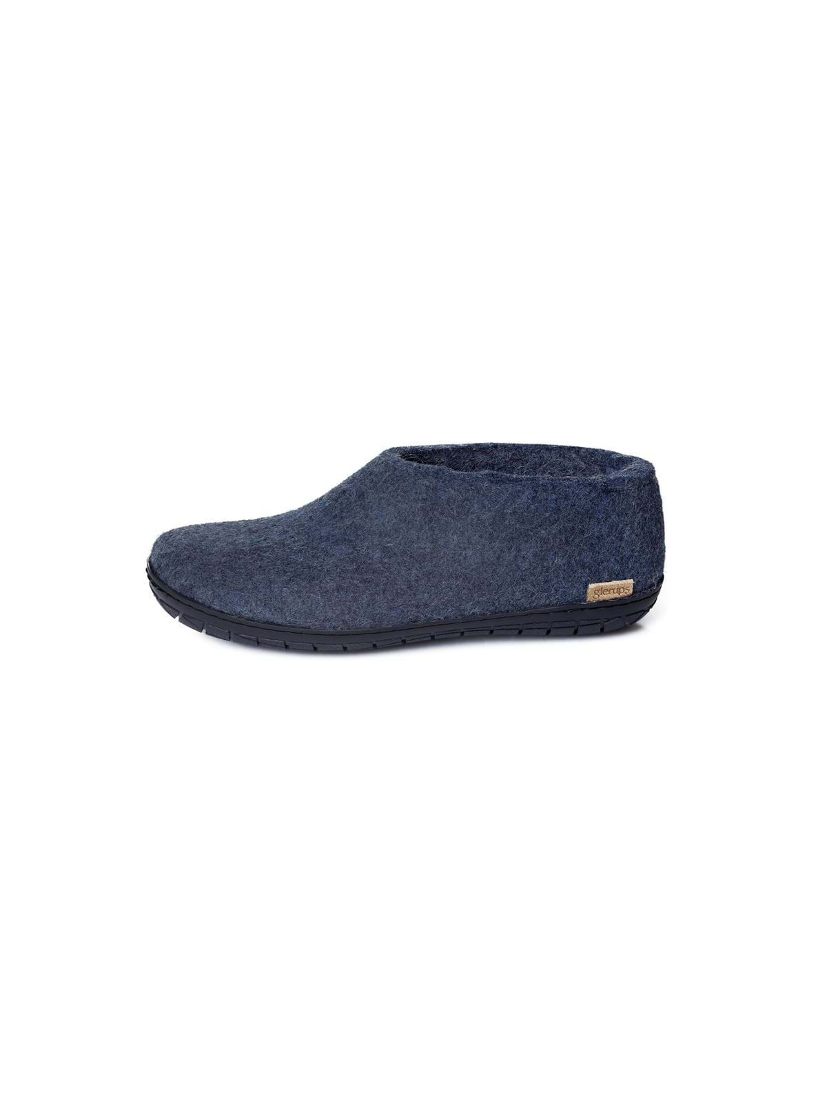 chaussons Glerups semi-montants en pure laine couleur bleu denim