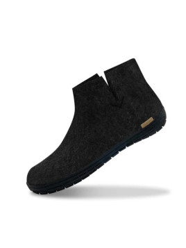 bottines en feutre de laine noir semelles caoutchouc noir