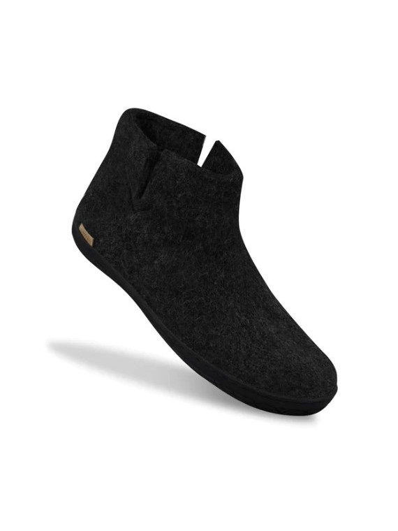 bottines en feutre de laine noir semelles caoutchouc noir