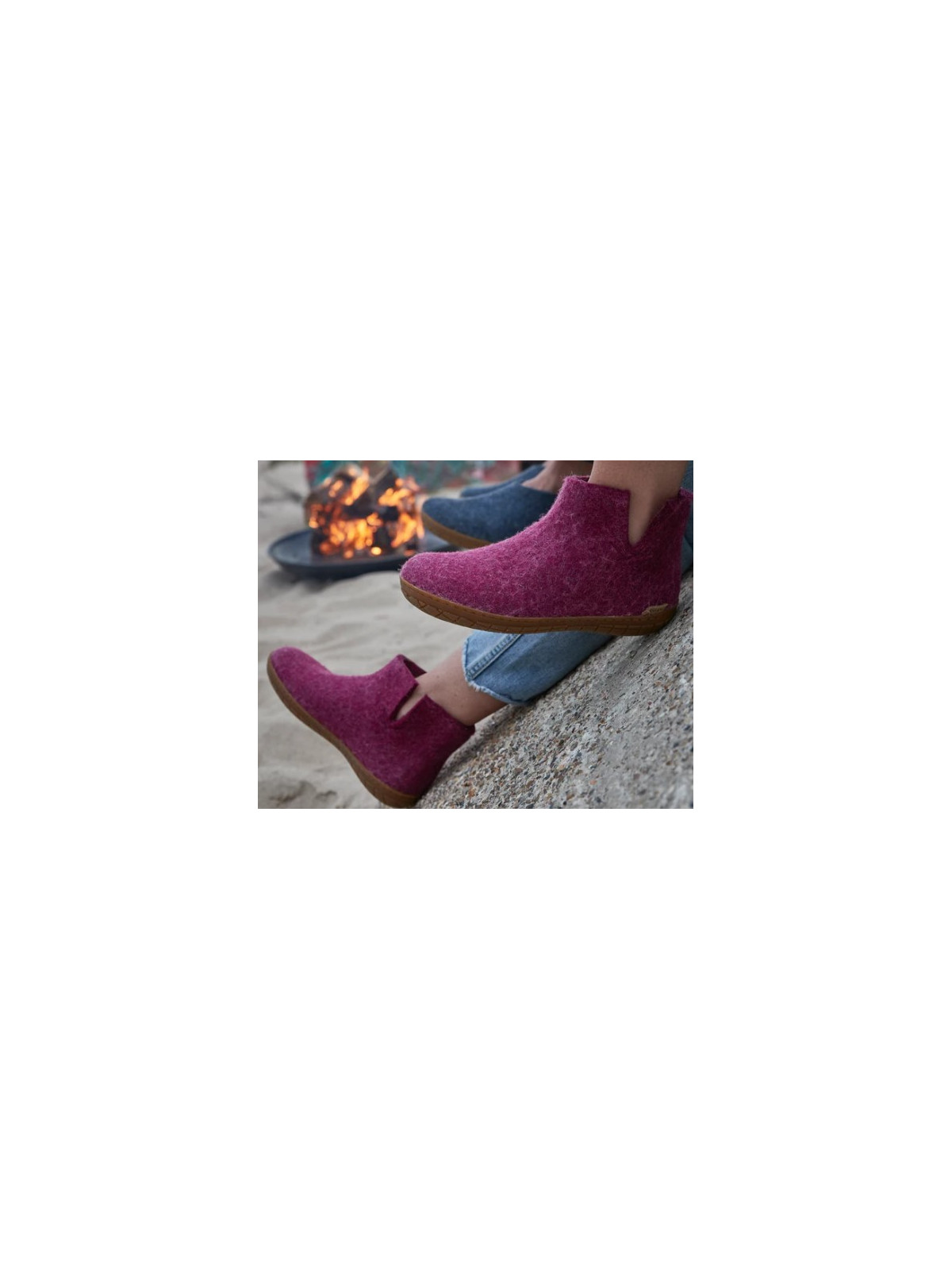 Bottines pure laine fuschia