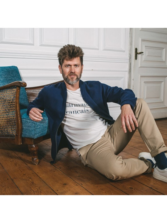 blouson homme zippé bleu marine